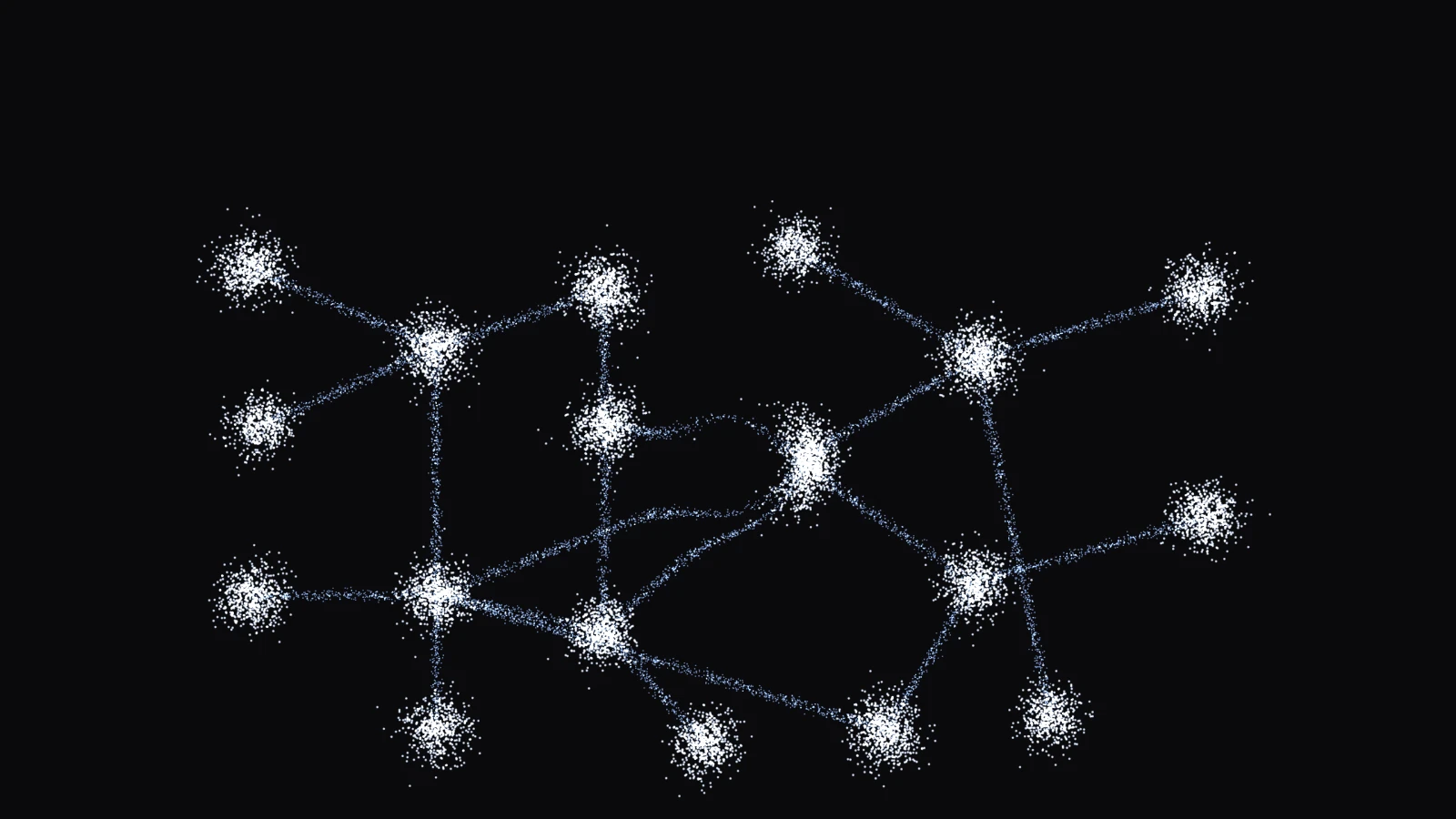 The Applyless system rendered as a particle network: job feeds and career pages flow through ingest, queue and workers into a scoring engine that reads student profiles and embeddings, producing verdicts for the student app and cohort analytics for the placement dashboard.